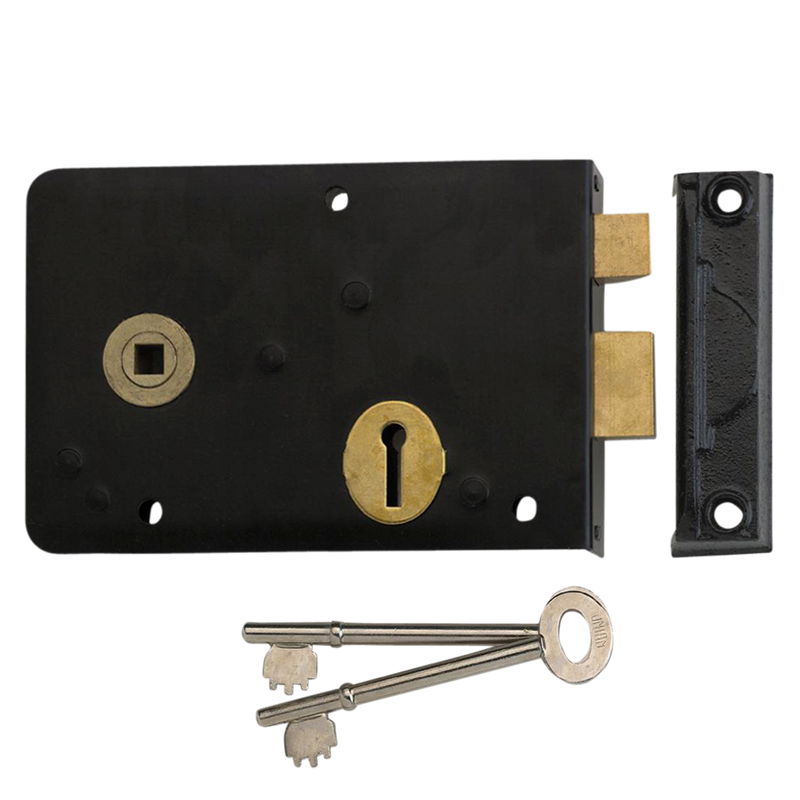 UNION 1439 152 mm Left Handed in Black Double Handed Rimlock