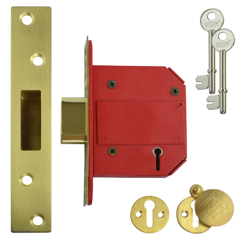 UNION J2100S StrongBOLT BS 5 Lever Deadlock 3.0” in Brass
