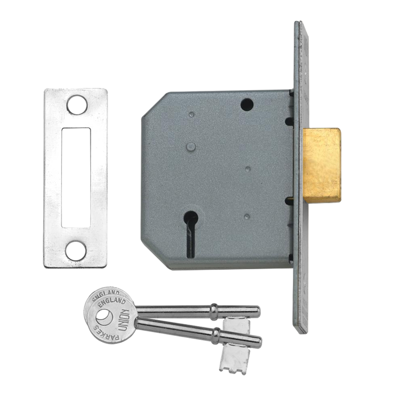 UNION 2177 3 Lever Deadlock 2.5” in Satin Chrome