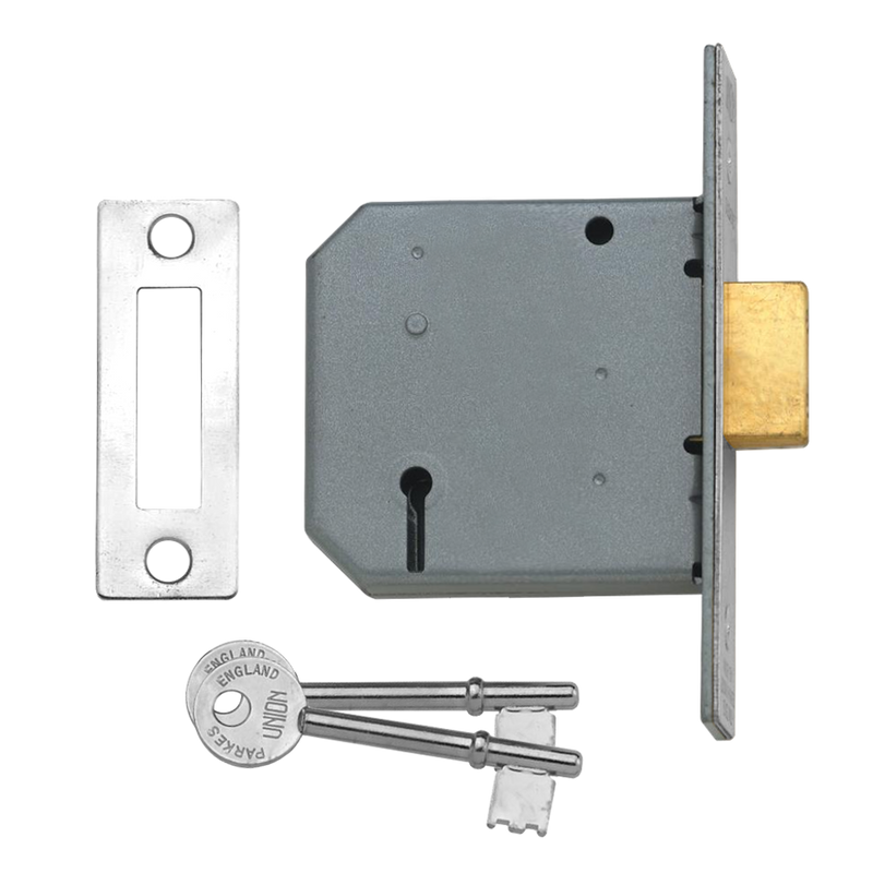 UNION 2177 3 Lever 3.0” Deadlock in Satin Chrome