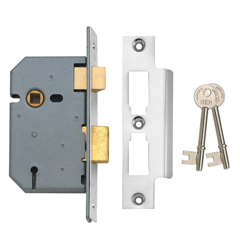 UNION 2277 3 Lever 2.5” Sashlock in Satin Chrome
