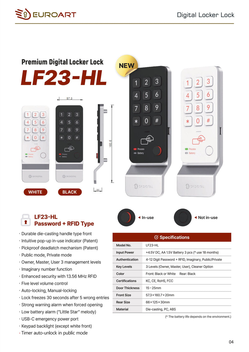 EALF23-HL Smart Digital Lock for Cabinet & Lockers