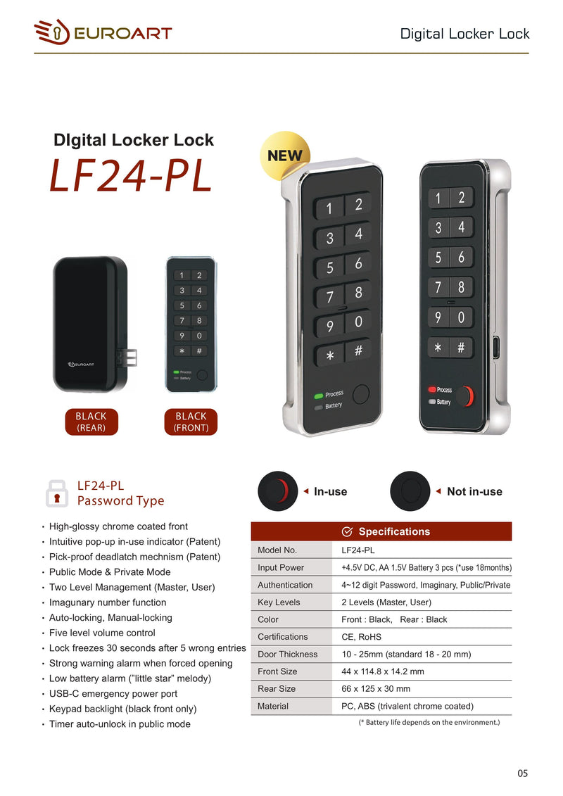 EALF24-PL Smart Digital Lock for Cabinet & Lockers