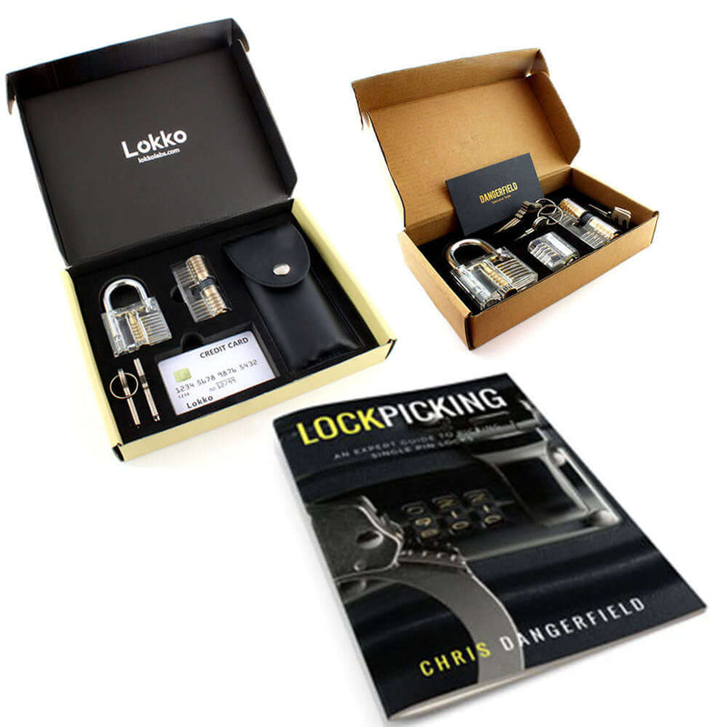 Beginners Lock Pick Set in a box: Complete Lock Pick Kit, Spy Card Kit + Practice Locks and Dummies guide by Lokko