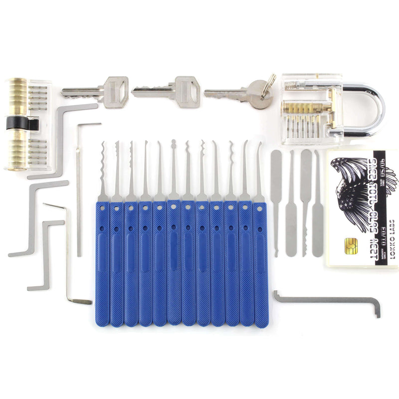 Beginners Lock Pick Set in a box: Complete Lock Pick Kit, Spy Card Kit + Practice Locks and Dummies guide by Lokko