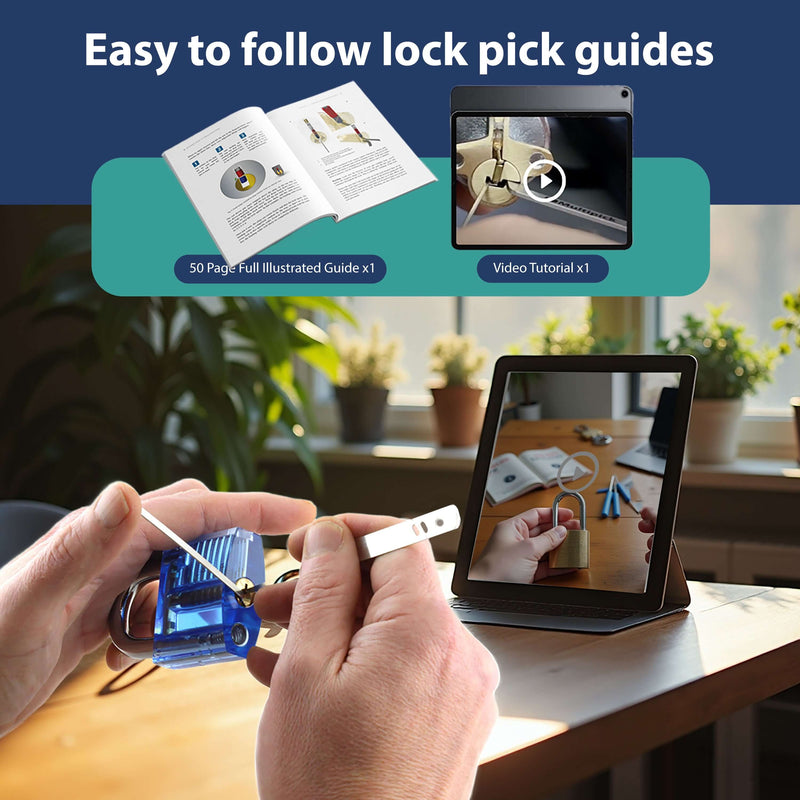 Beginners Lock Pick Set in a box: Complete Lock Pick Kit, Spy Card Kit + Practice Locks and Dummies guide by Lokko