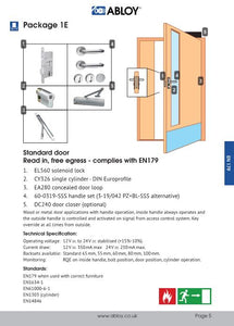 PDF showing components used in an Abloy EL560 Package 1E
